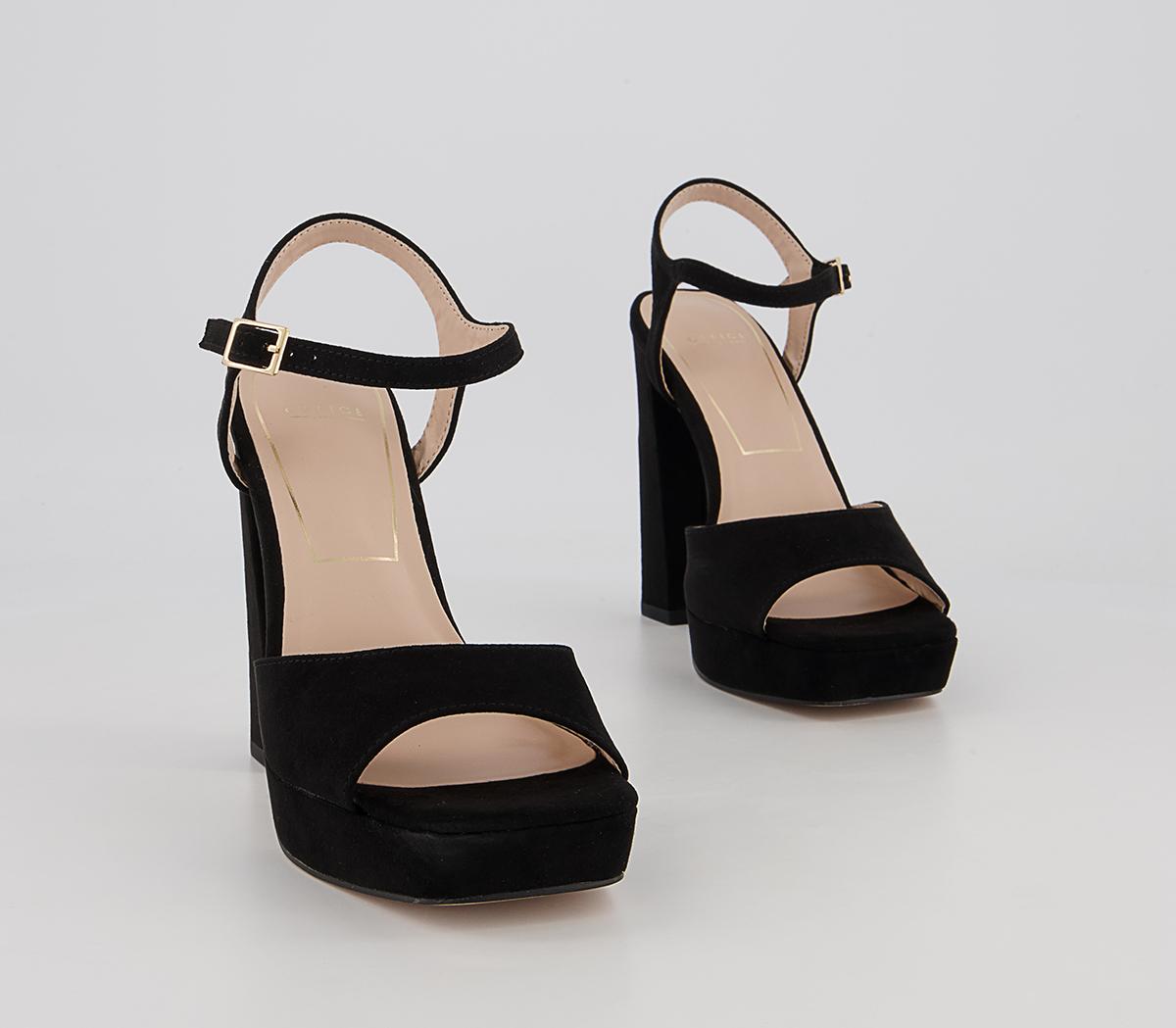 Office Hearty Square Toe Platform Block Heeled Sandals Office Hearty Square Toe Platform Block Heeled Sandals Black