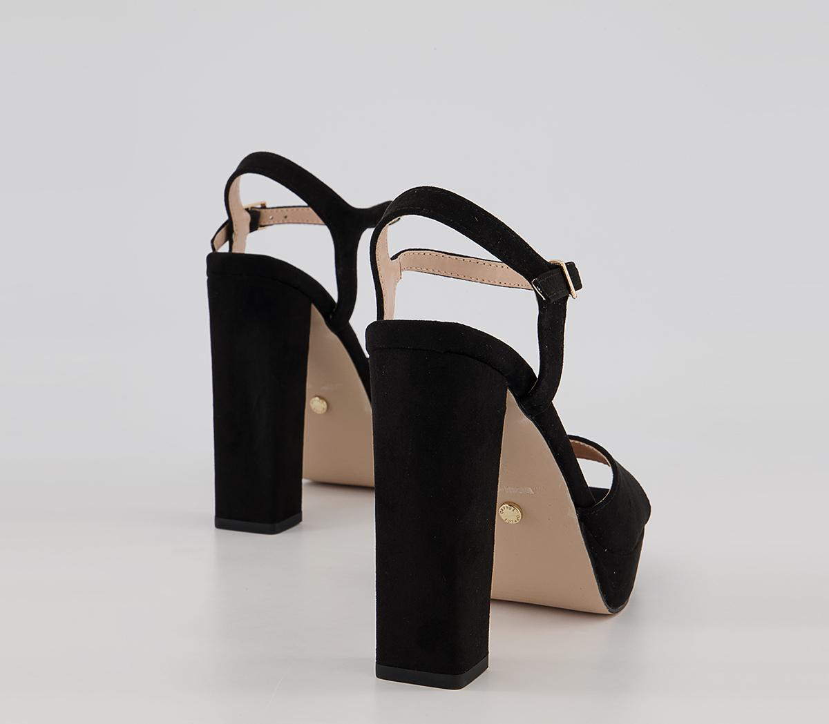 Office Hearty Square Toe Platform Block Heeled Sandals Office Hearty Square Toe Platform Block Heeled Sandals Black