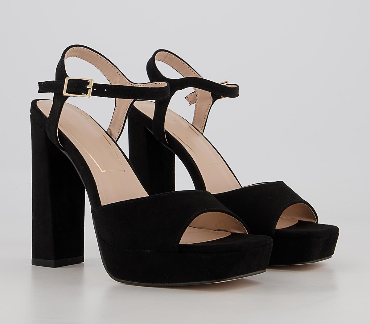 Office Hearty Square Toe Platform Block Heeled Sandals Office Hearty Square Toe Platform Block Heeled Sandals Black