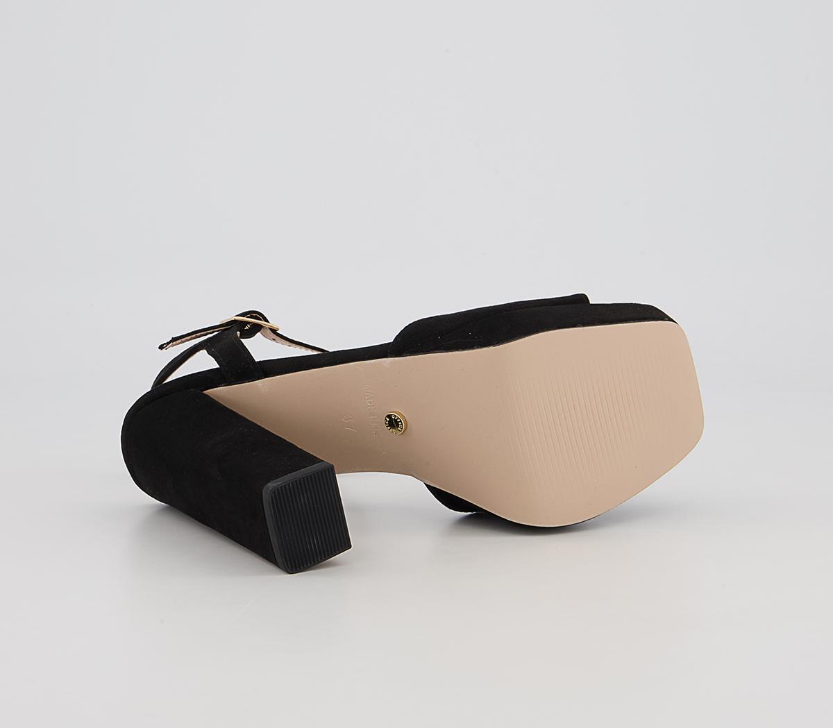 Office Hearty Square Toe Platform Block Heeled Sandals Office Hearty Square Toe Platform Block Heeled Sandals Black
