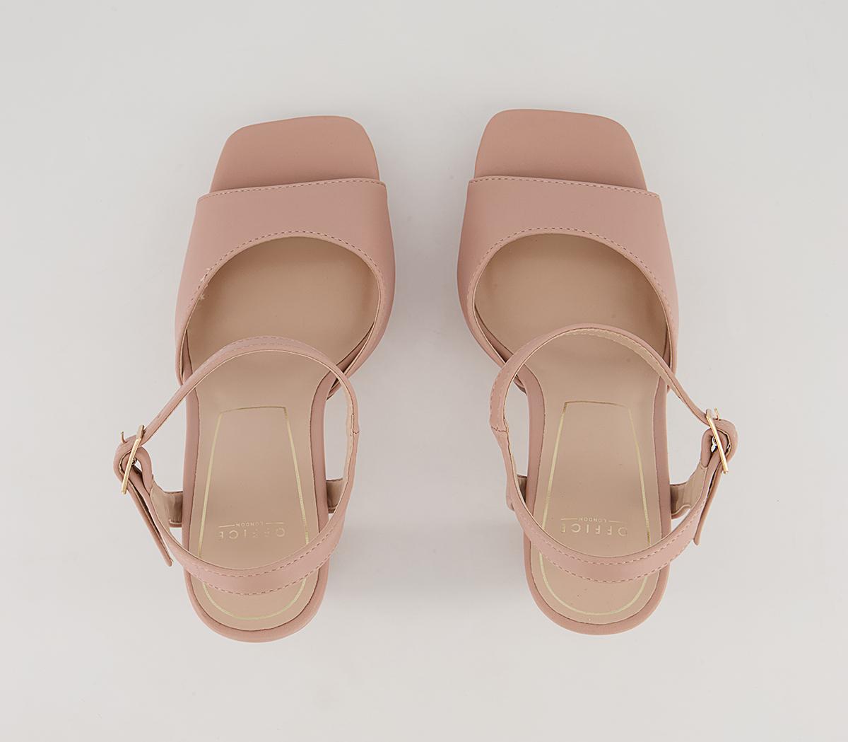 OFFICE Hearty Square Toe Platform Block Heeled Sandals Beige - High Heels