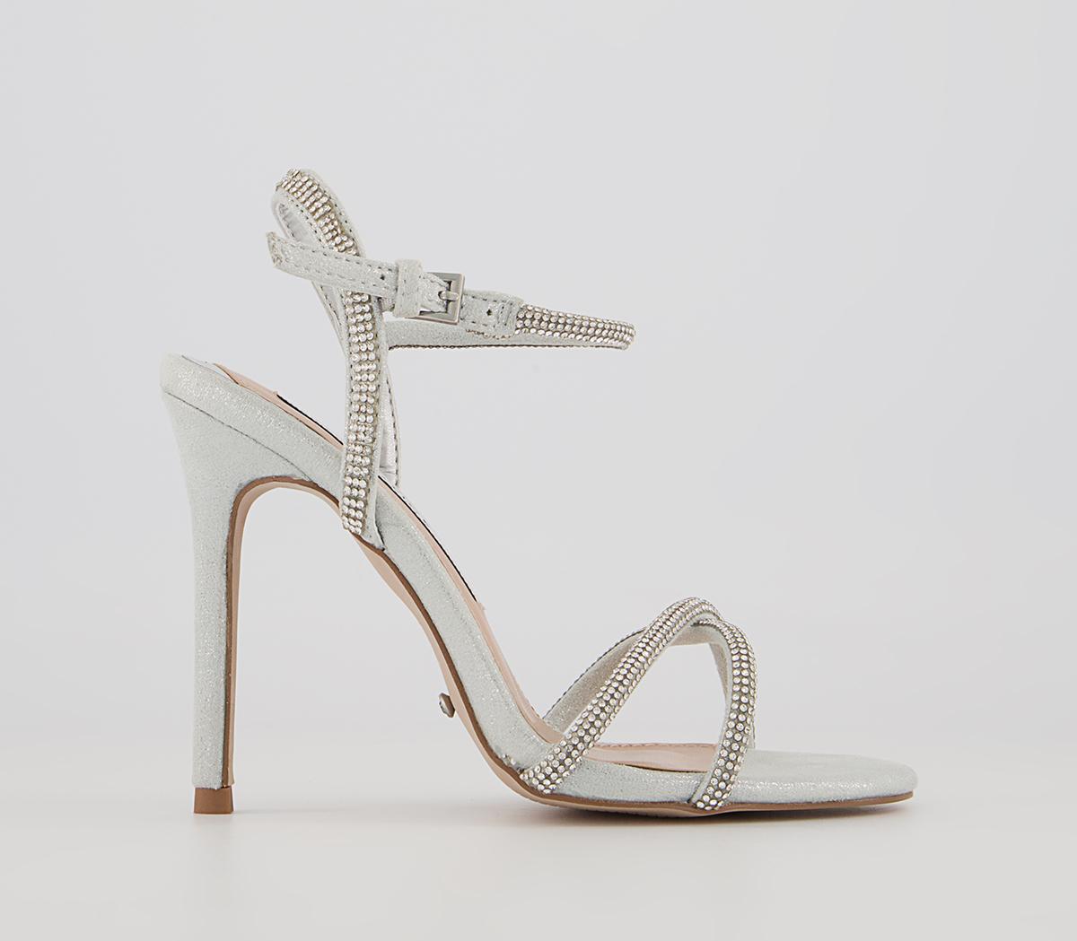 OFFICEHonor Strappy Two Part Stiletto HeelsSilver