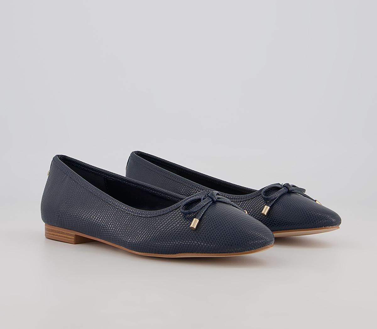 Office Filo Bow Ballerina Shoes Office Filo Bow Ballerina Shoes Navy Snake