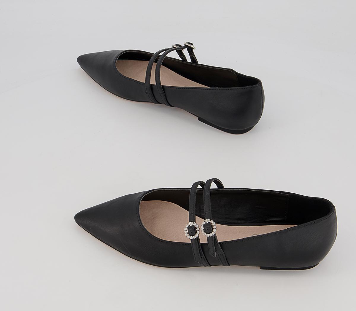 OFFICE Fionnuala Double Strap Ballet Pumps Black - Ballet Shoes