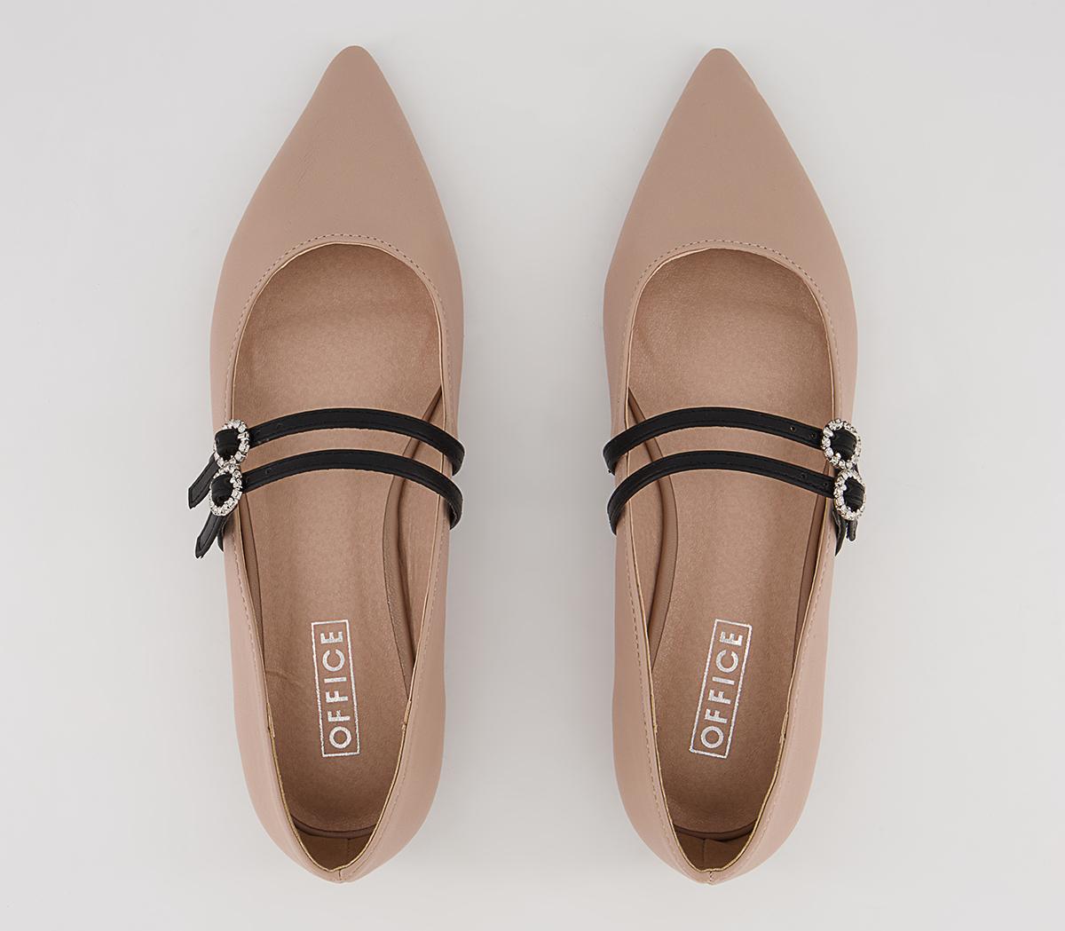 Office Fionnuala Double Strap Ballet Pumps Office Fionnuala Double Strap Ballet Pumps Nude Black Mix