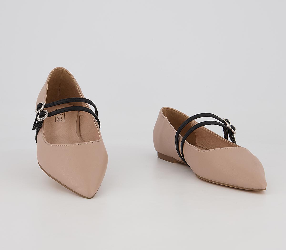 Office Fionnuala Double Strap Ballet Pumps Office Fionnuala Double Strap Ballet Pumps Nude Black Mix