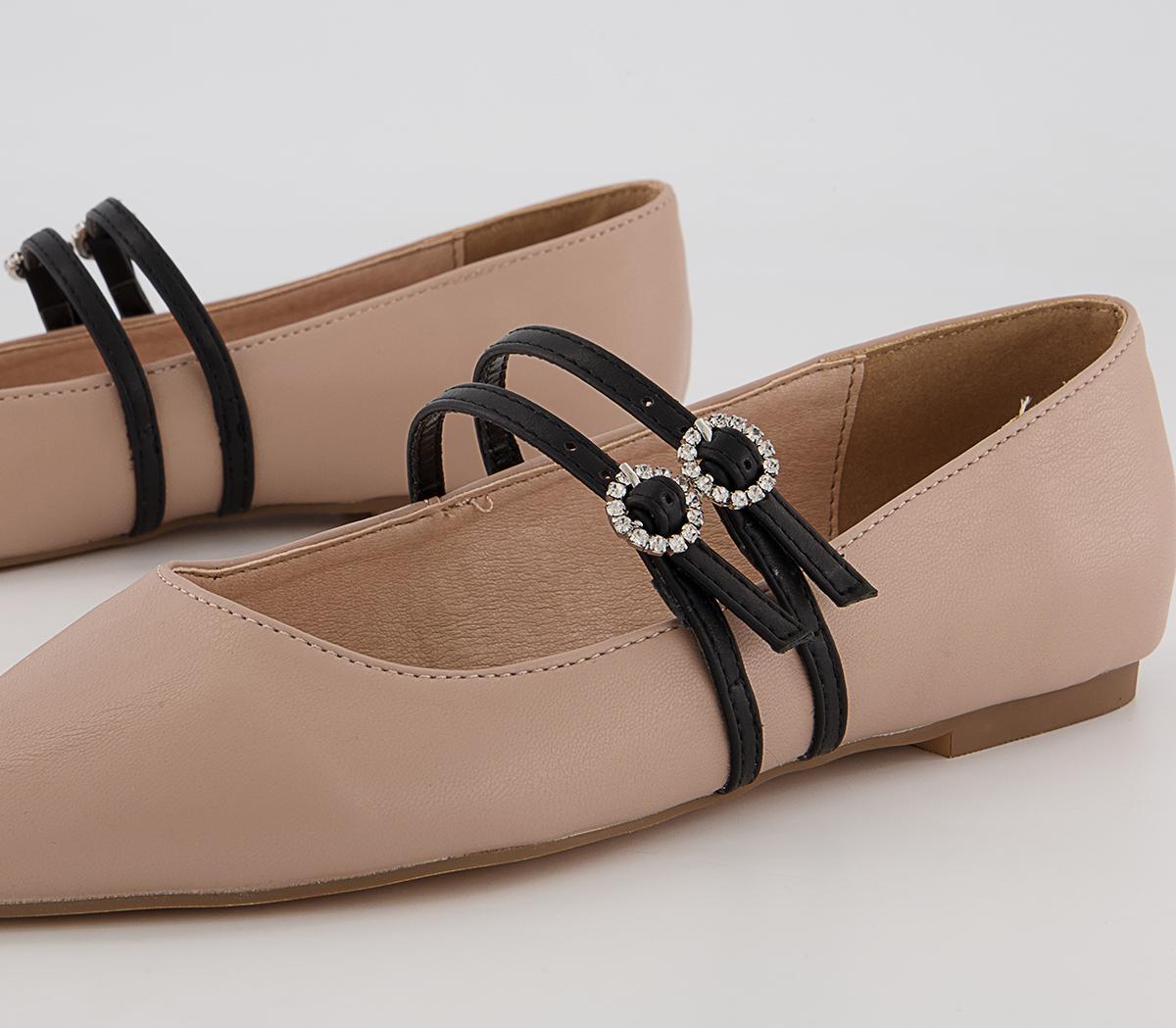 Office Fionnuala Double Strap Ballet Pumps Office Fionnuala Double Strap Ballet Pumps Nude Black Mix