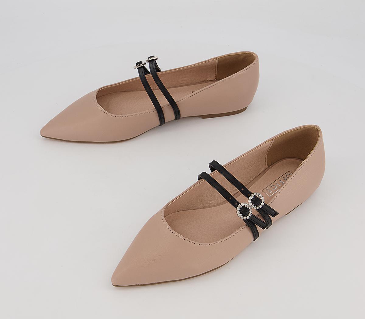 Office Fionnuala Double Strap Ballet Pumps Office Fionnuala Double Strap Ballet Pumps Nude Black Mix