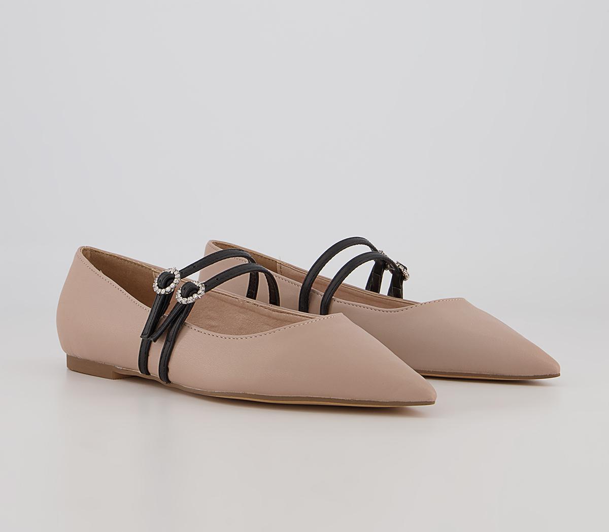 Office Fionnuala Double Strap Ballet Pumps Office Fionnuala Double Strap Ballet Pumps Nude Black Mix