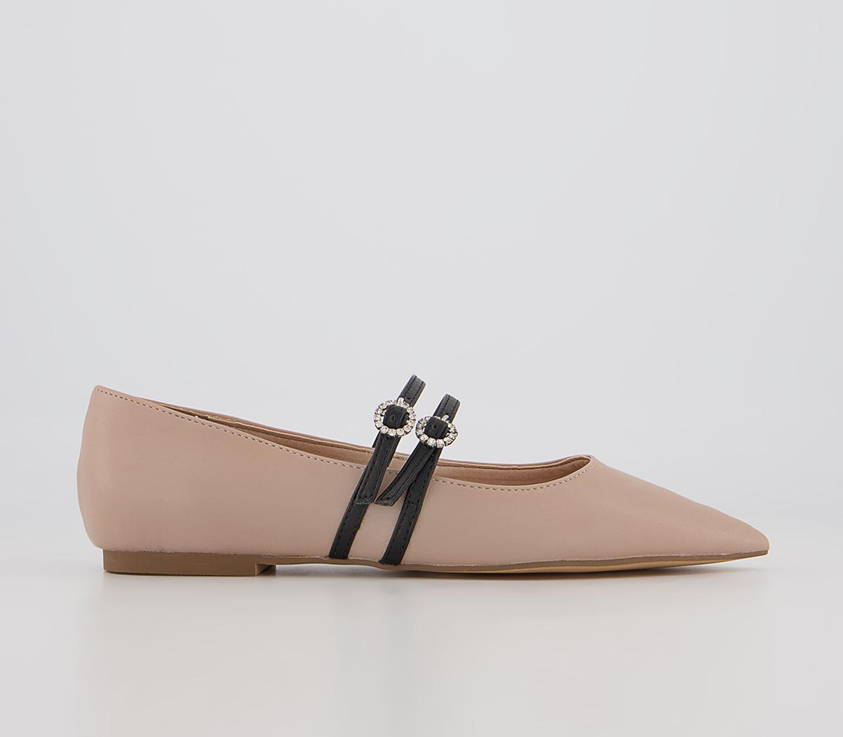 OFFICEFionnuala Double Strap Ballet PumpsNude Black Mix