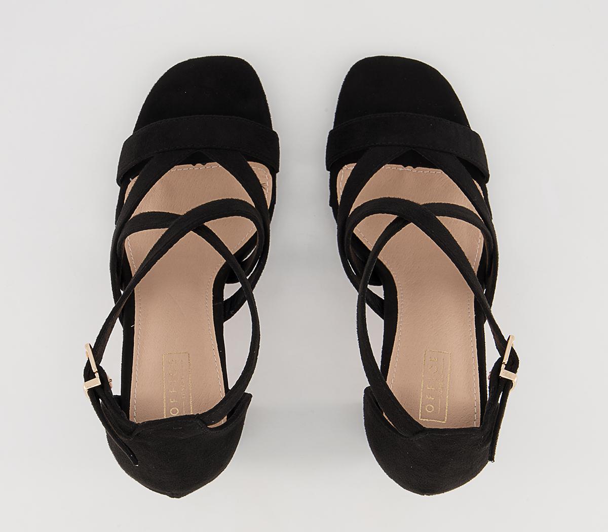 Office Hex Cross Front Block Heeled Sandals Office Hex Cross Front Block Heeled Sandals Black
