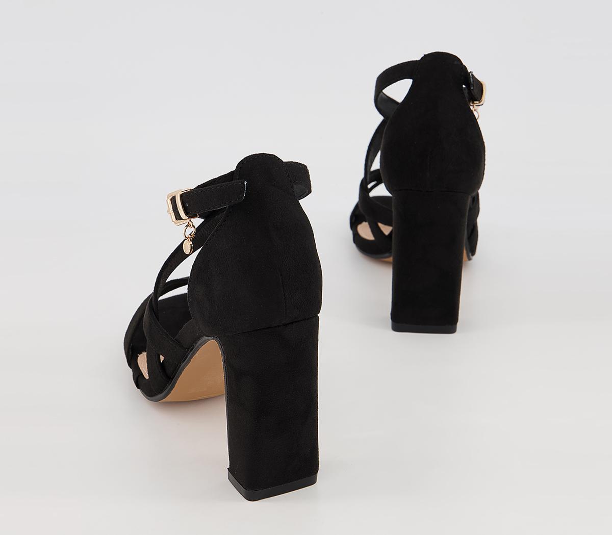 Office Hex Cross Front Block Heeled Sandals Office Hex Cross Front Block Heeled Sandals Black