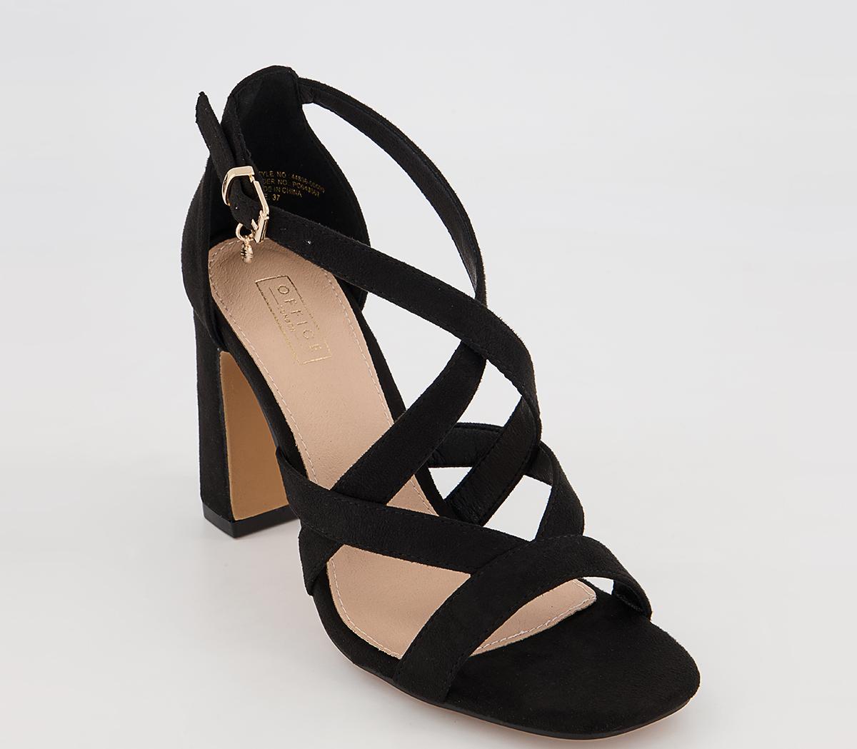 Office Hex Cross Front Block Heeled Sandals Office Hex Cross Front Block Heeled Sandals Black