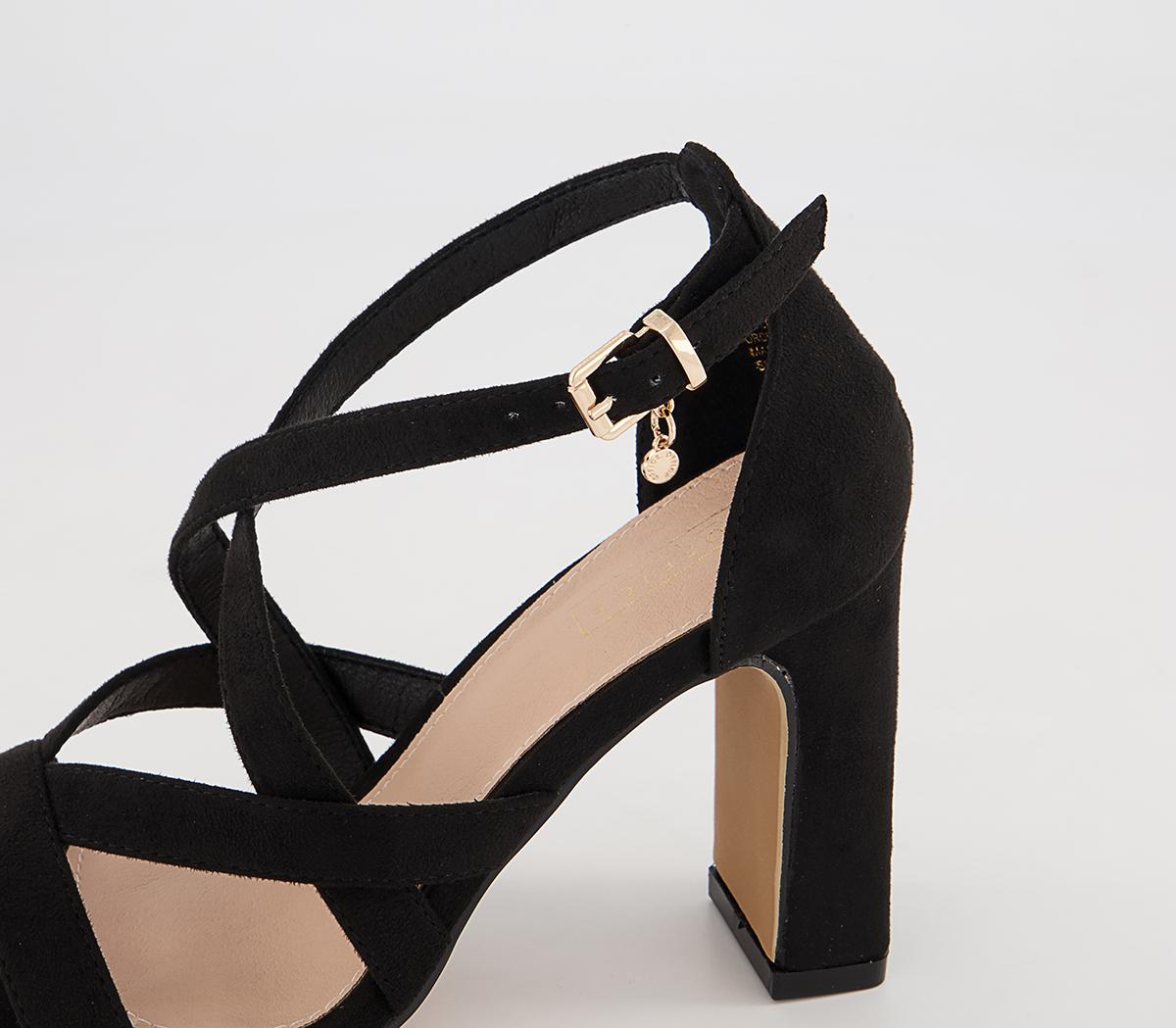Office Hex Cross Front Block Heeled Sandals Office Hex Cross Front Block Heeled Sandals Black