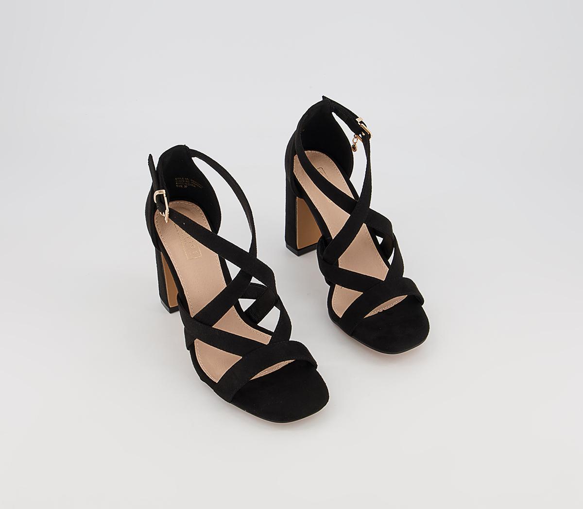 Office Hex Cross Front Block Heeled Sandals Office Hex Cross Front Block Heeled Sandals Black