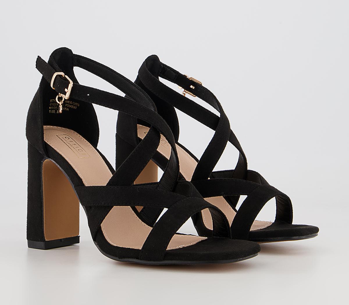 Office Hex Cross Front Block Heeled Sandals Office Hex Cross Front Block Heeled Sandals Black