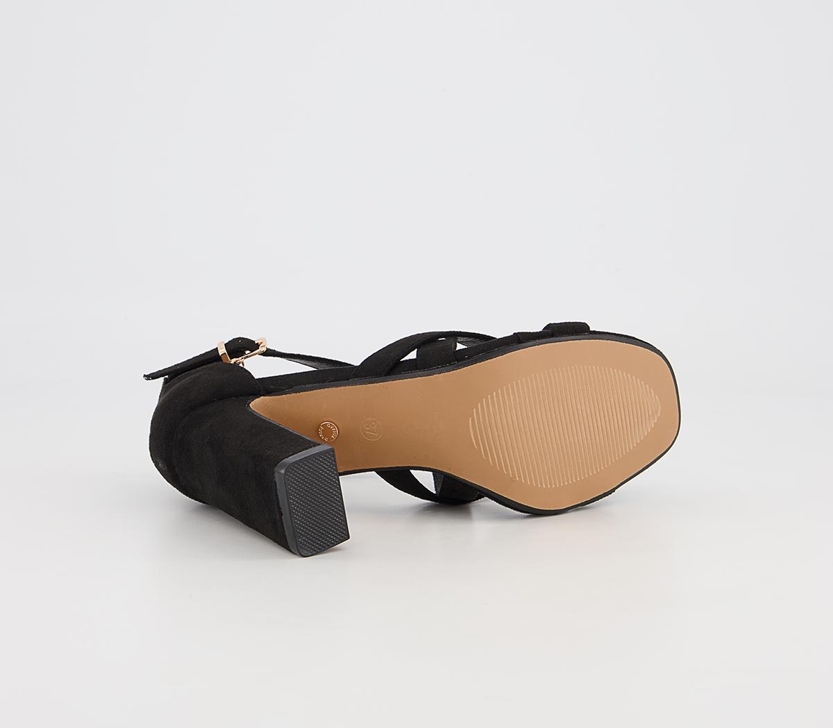 Office Hex Cross Front Block Heeled Sandals Office Hex Cross Front Block Heeled Sandals Black