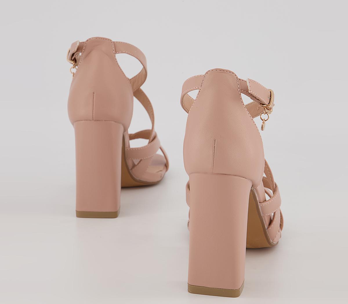 Office Hex Cross Front Block Heeled Sandals Office Hex Cross Front Block Heeled Sandals Nude