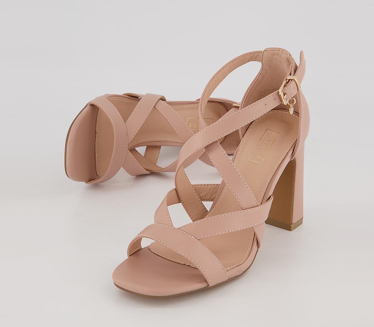 Office Hex Cross Front Block Heeled Sandals Office Hex Cross Front Block Heeled Sandals Nude