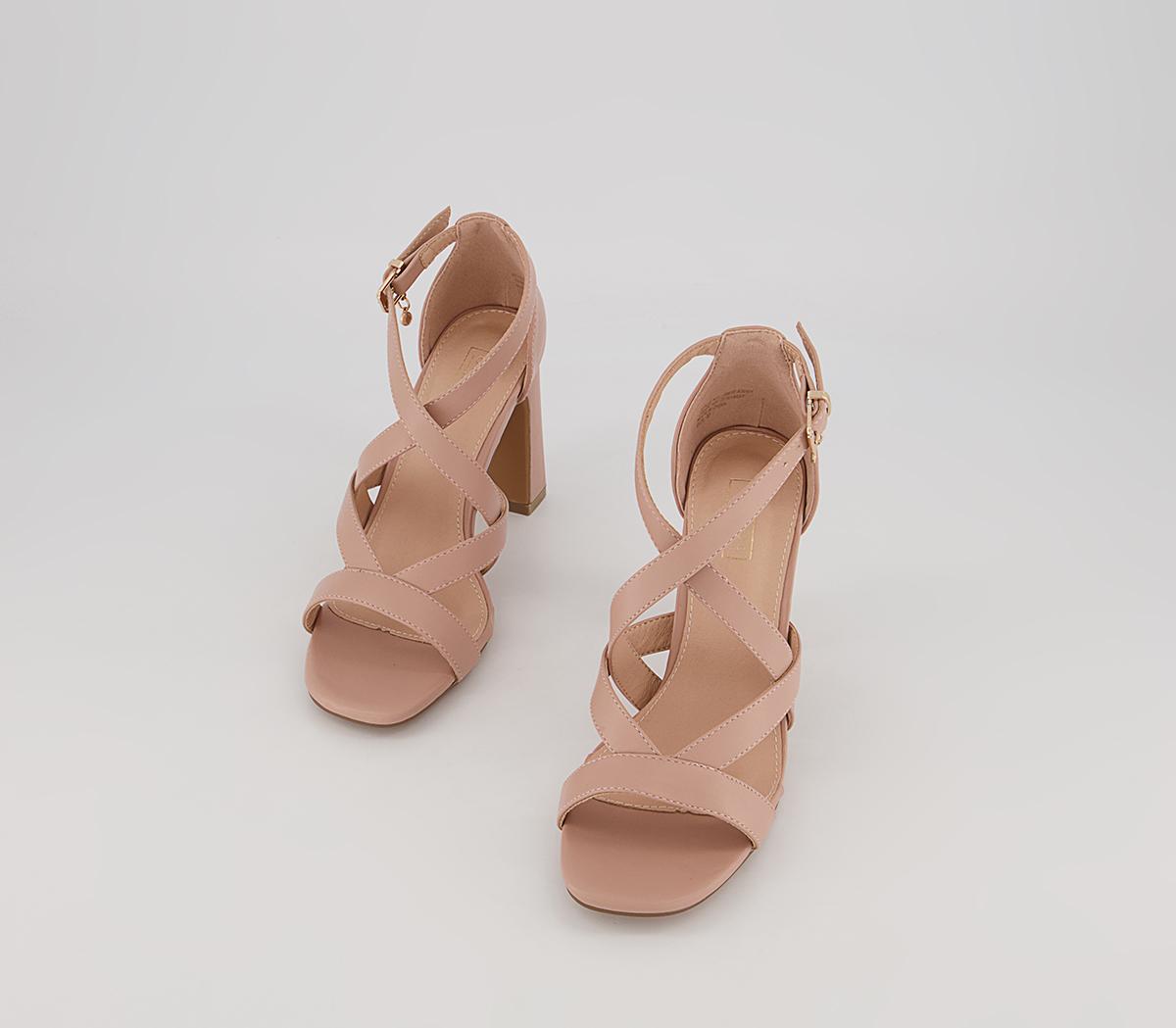 Office Hex Cross Front Block Heeled Sandals Office Hex Cross Front Block Heeled Sandals Nude