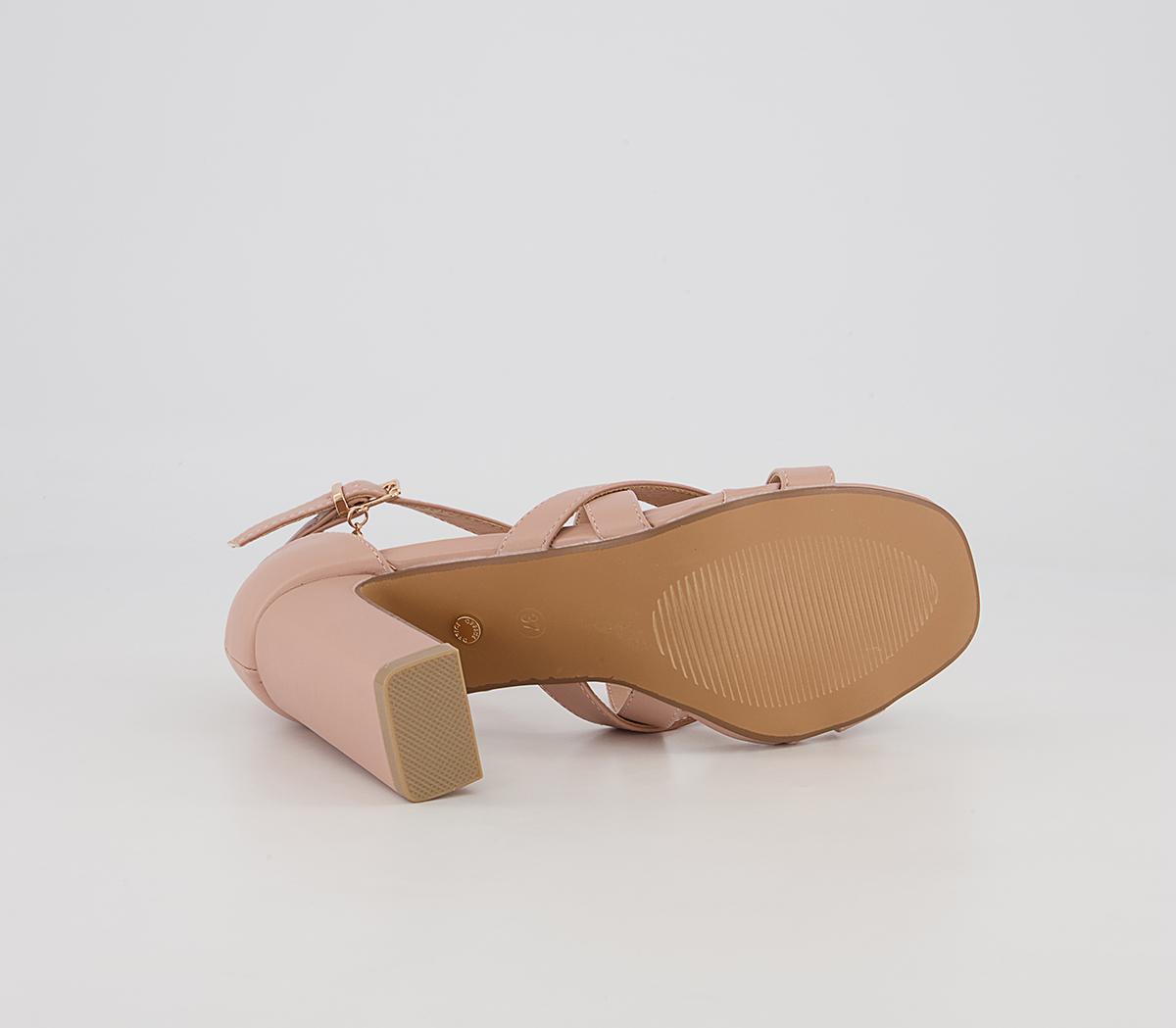 Office Hex Cross Front Block Heeled Sandals Office Hex Cross Front Block Heeled Sandals Nude