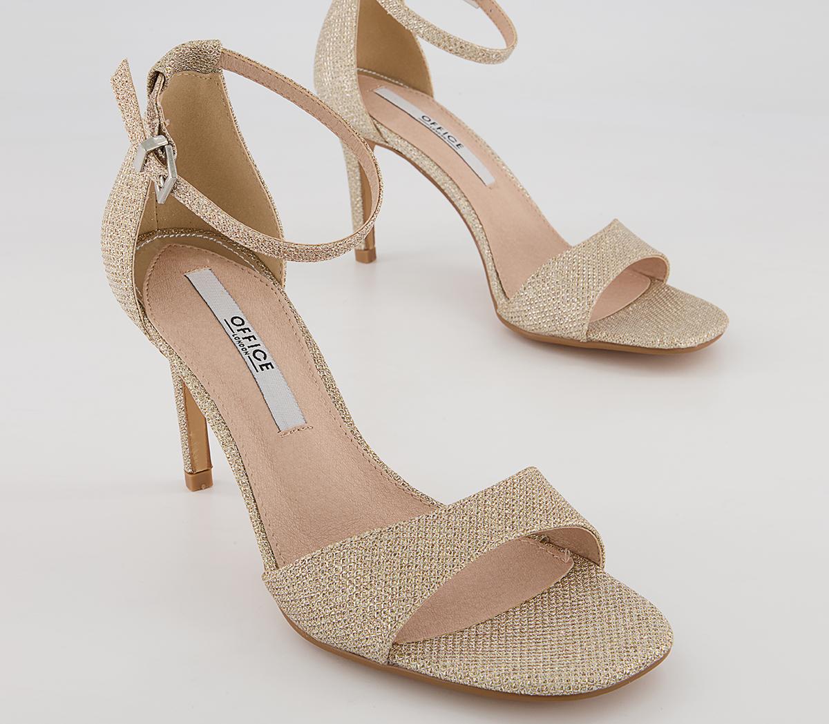 Office Mixer Two Part Stiletto Heeled Sandals Office Mixer Two Part Stiletto Heeled Sandals Gold