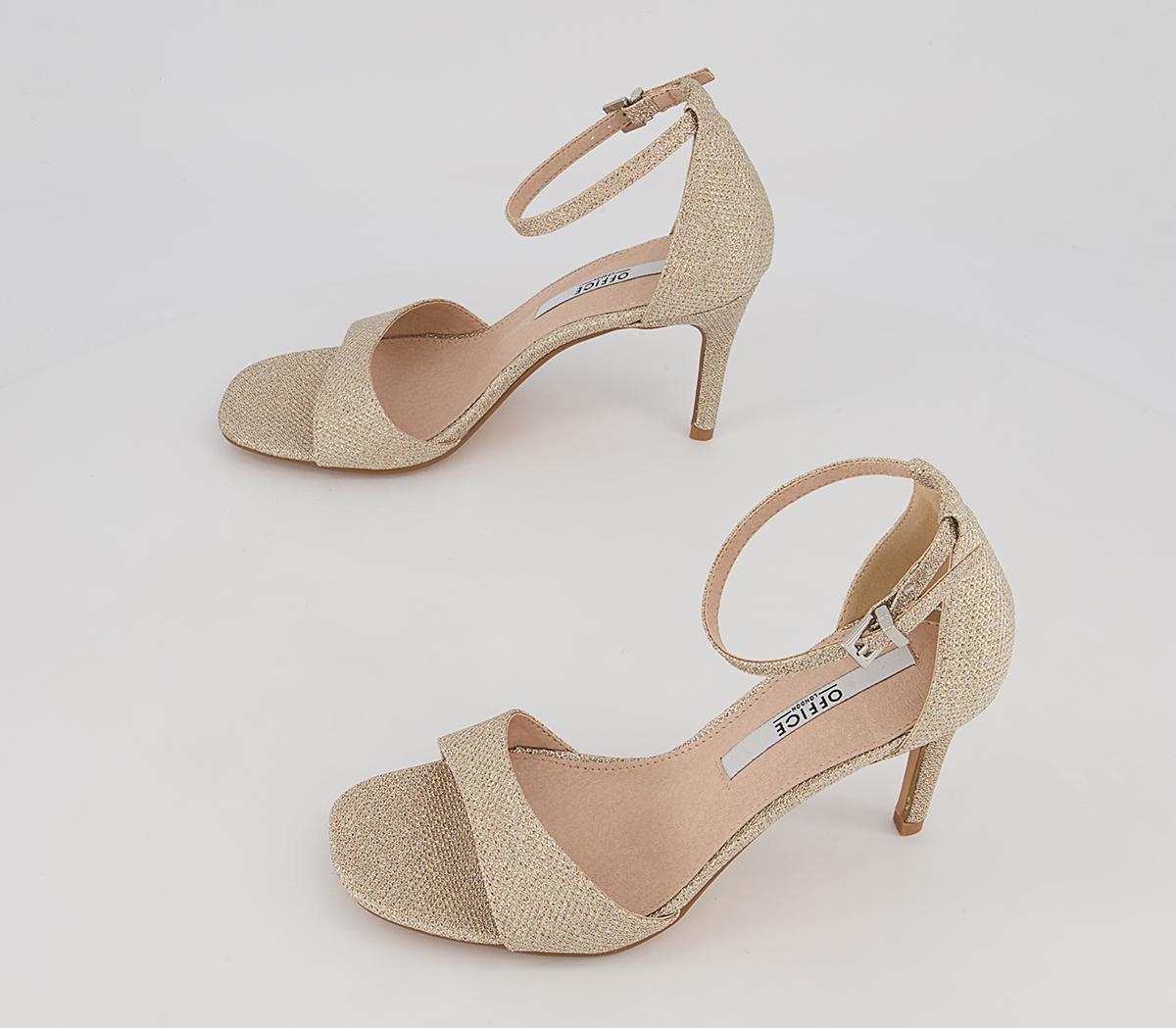 Office Mixer Two Part Stiletto Heeled Sandals Office Mixer Two Part Stiletto Heeled Sandals Gold