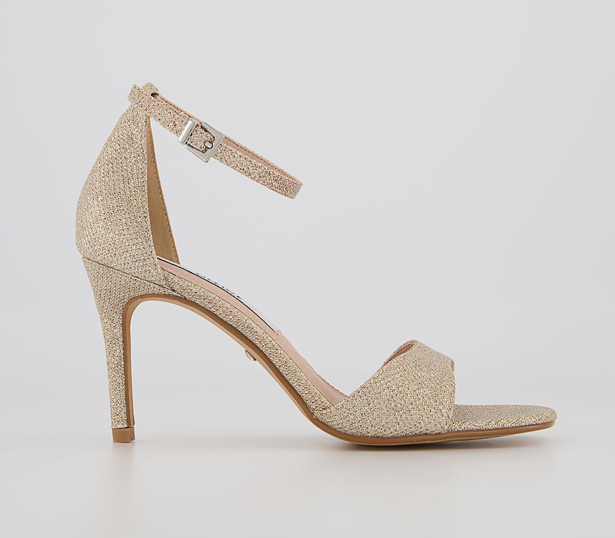Office Mixer Two Part Stiletto Heeled Sandals Office Mixer Two Part Stiletto Heeled Sandals Gold