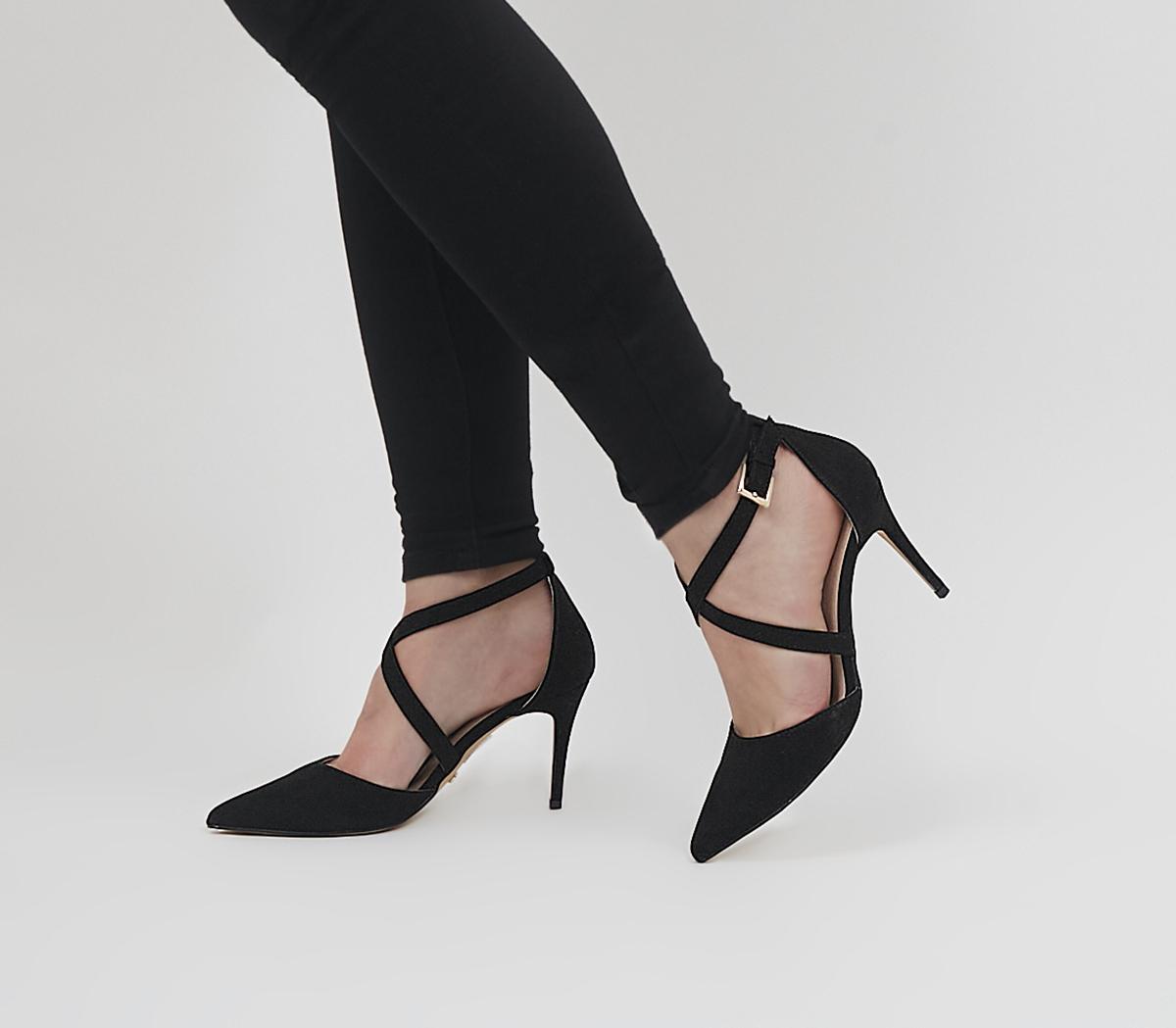 Black court best sale shoes with strap