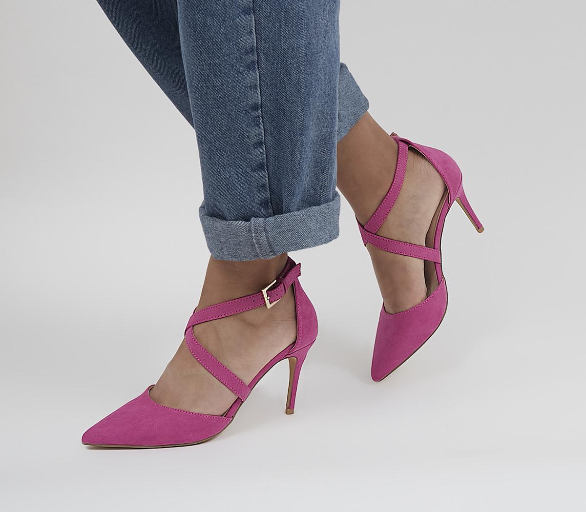 OFFICEMaya Cross Strap Pointed Court Mid HeelsPink