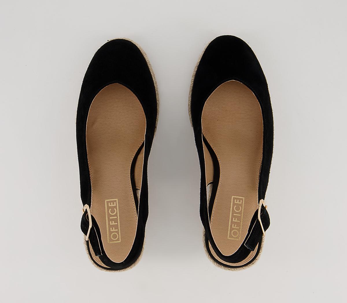 Office Mollie Slingback Espadrille Wedges Office Mollie Slingback Espadrille Wedges Black Suede