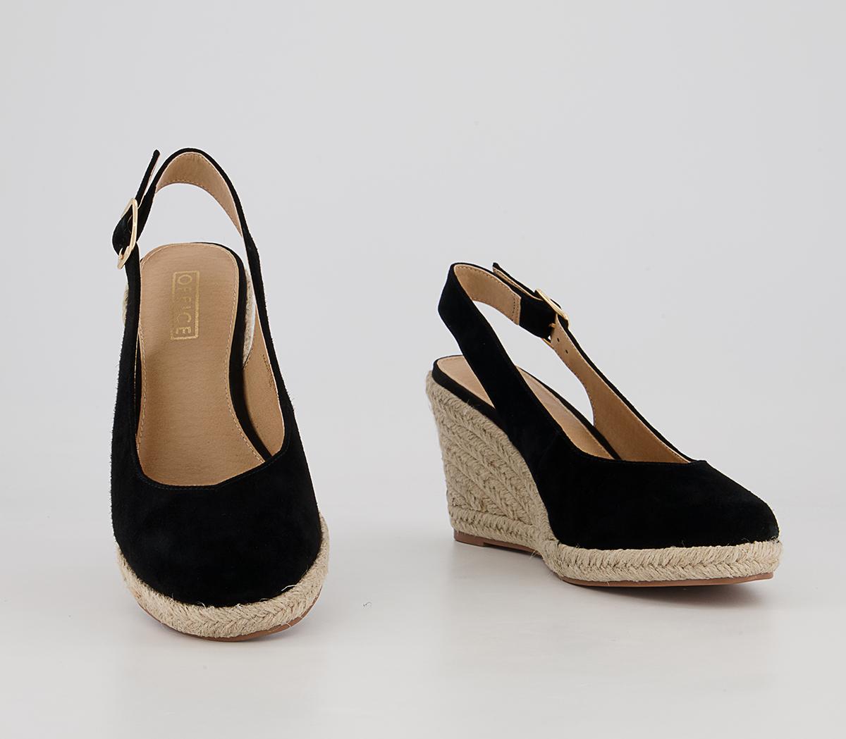 Office Mollie Slingback Espadrille Wedges Office Mollie Slingback Espadrille Wedges Black Suede