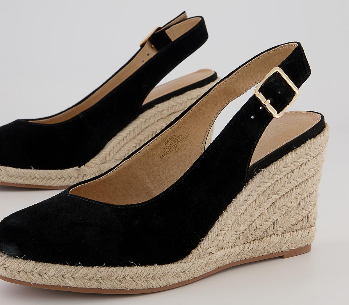Office Mollie Slingback Espadrille Wedges Office Mollie Slingback Espadrille Wedges Black Suede