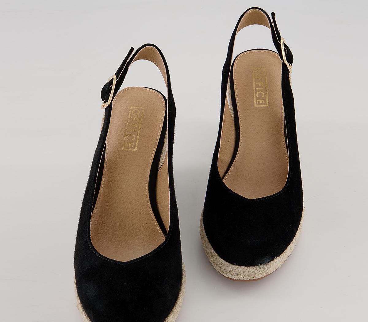 Office Mollie Slingback Espadrille Wedges Office Mollie Slingback Espadrille Wedges Black Suede