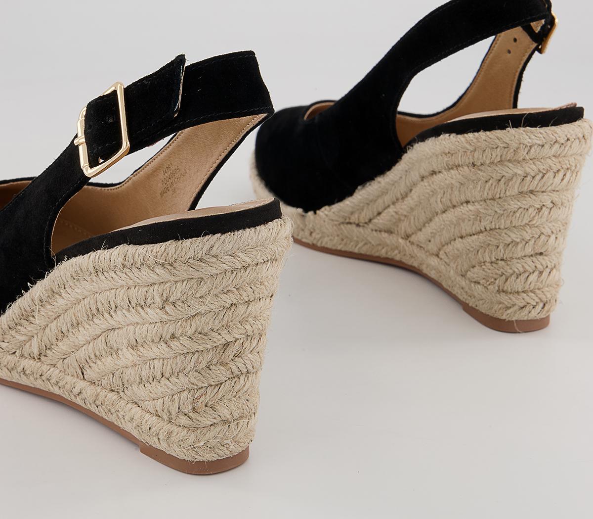 Office Mollie Slingback Espadrille Wedges Office Mollie Slingback Espadrille Wedges Black Suede
