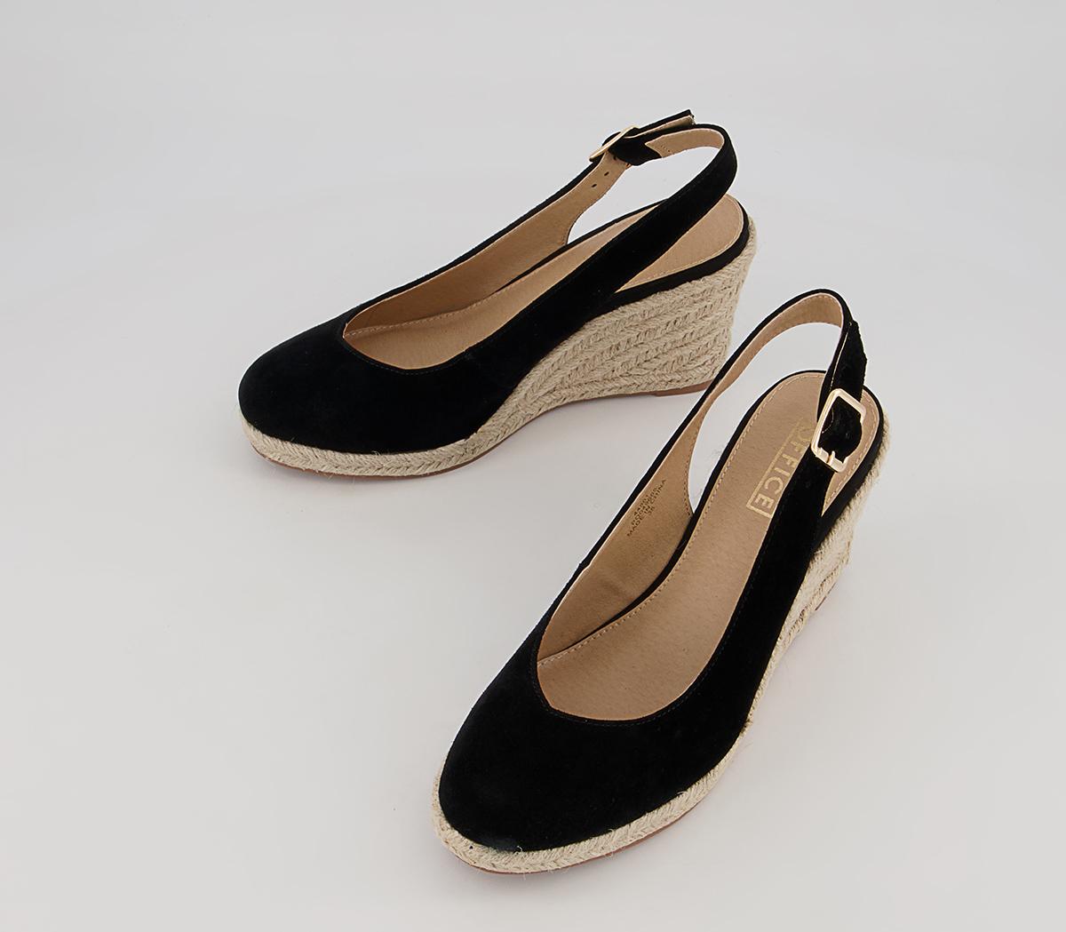 Office Mollie Slingback Espadrille Wedges Office Mollie Slingback Espadrille Wedges Black Suede