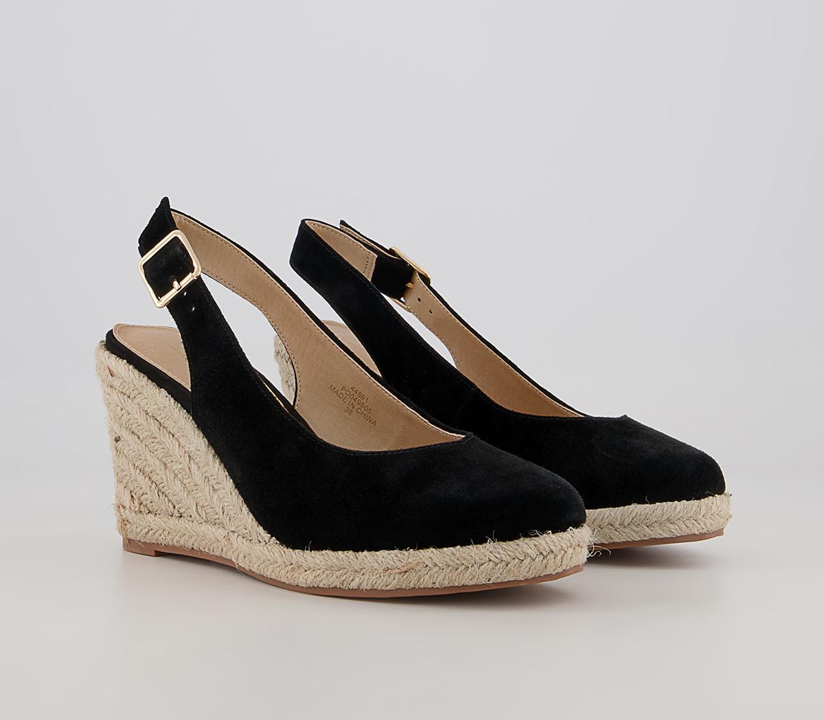 Office Mollie Slingback Espadrille Wedges Office Mollie Slingback Espadrille Wedges Black Suede