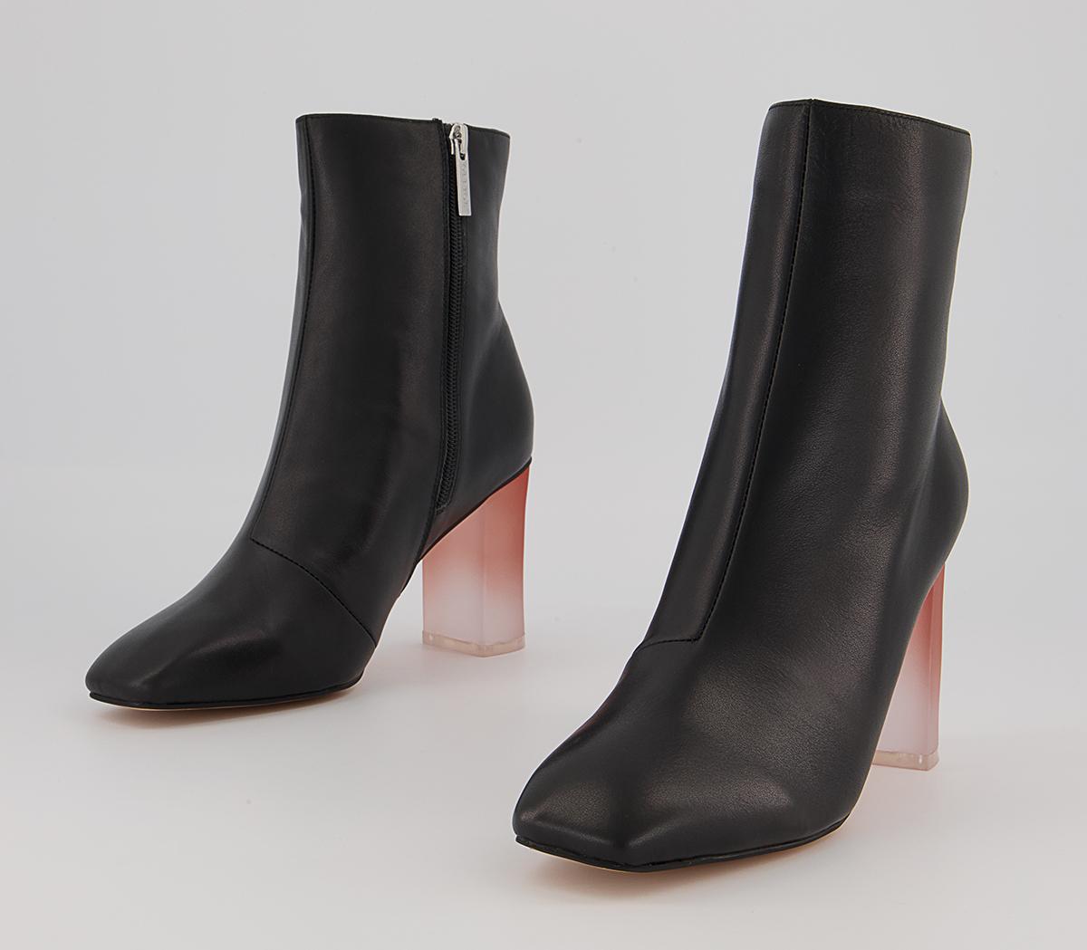 OFFICEAround Feature Block Heeled Ankle BootsBlack Leather