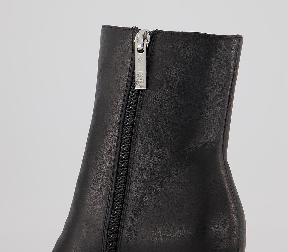 OFFICEAround Feature Block Heeled Ankle Boots OFFICEAround Feature Block Heeled Ankle BootsBlack Leather