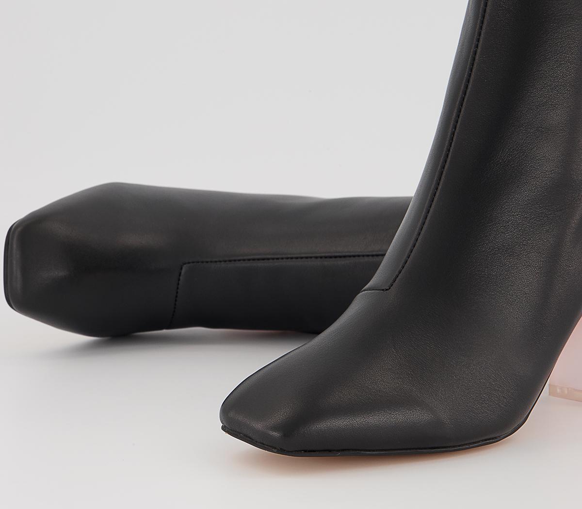 OFFICEAround Feature Block Heeled Ankle Boots OFFICEAround Feature Block Heeled Ankle BootsBlack Leather