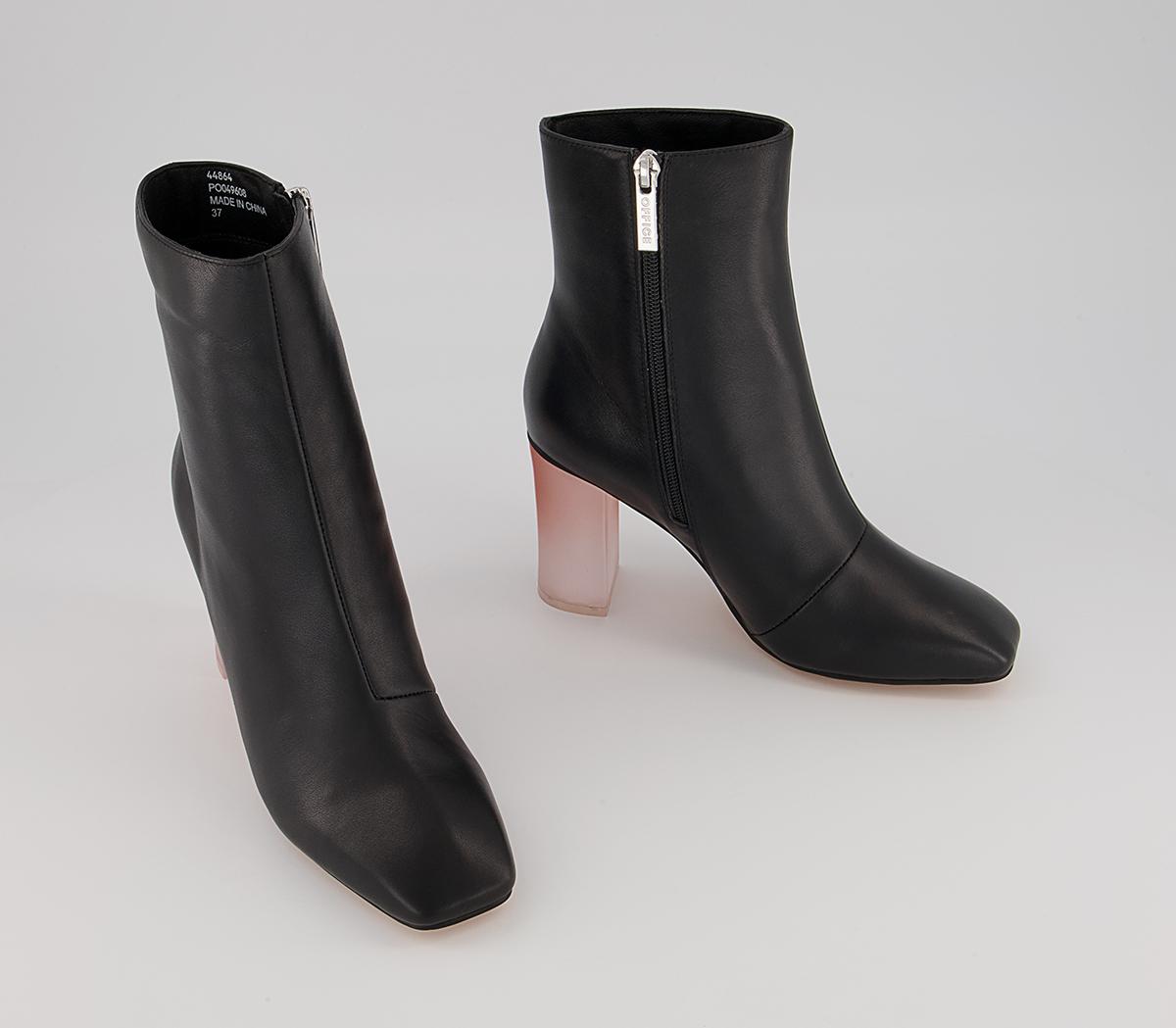 OFFICEAround Feature Block Heeled Ankle Boots OFFICEAround Feature Block Heeled Ankle BootsBlack Leather