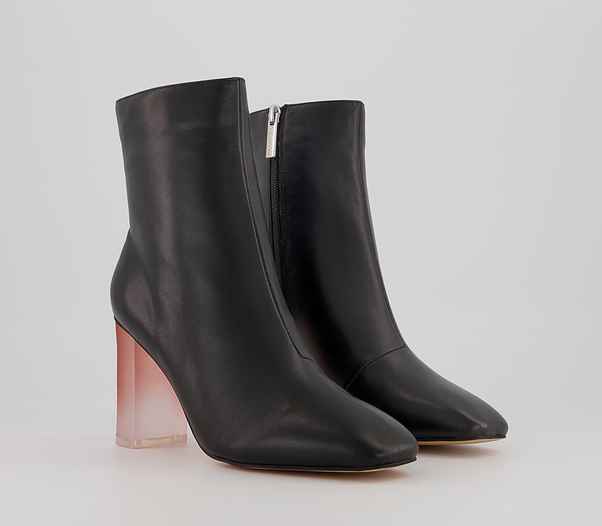 OFFICEAround Feature Block Heeled Ankle Boots OFFICEAround Feature Block Heeled Ankle BootsBlack Leather