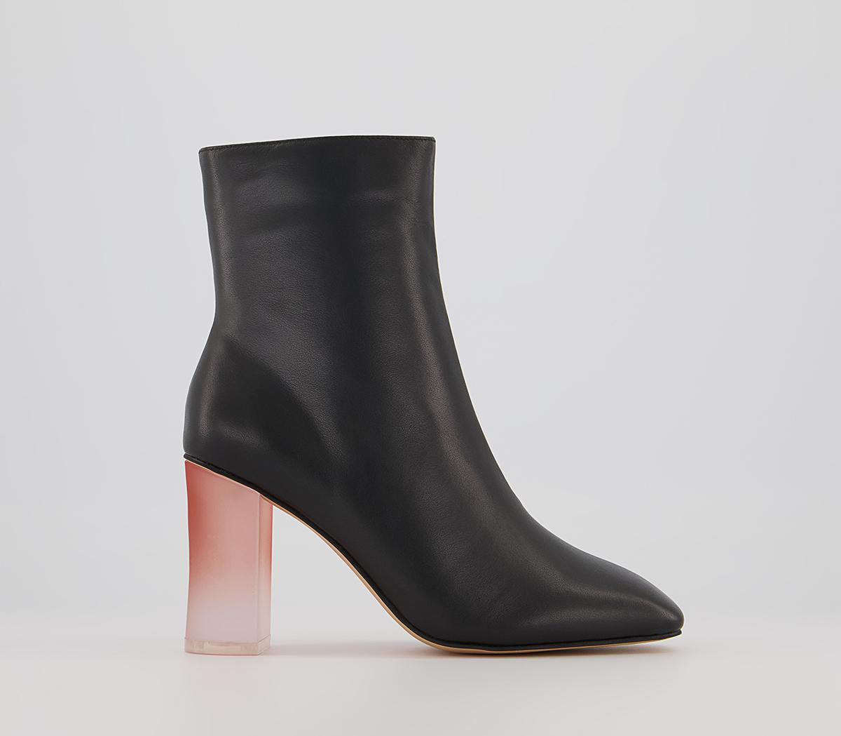 OFFICEAround Feature Block Heeled Ankle BootsBlack Leather