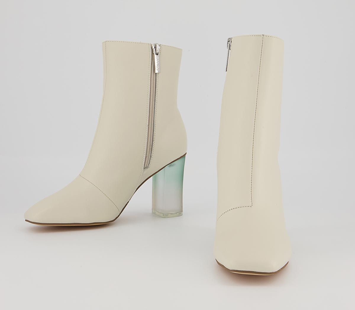 Office Around Feature Block Heeled Ankle Boots Office Around Feature Block Heeled Ankle Boots Off White Leather