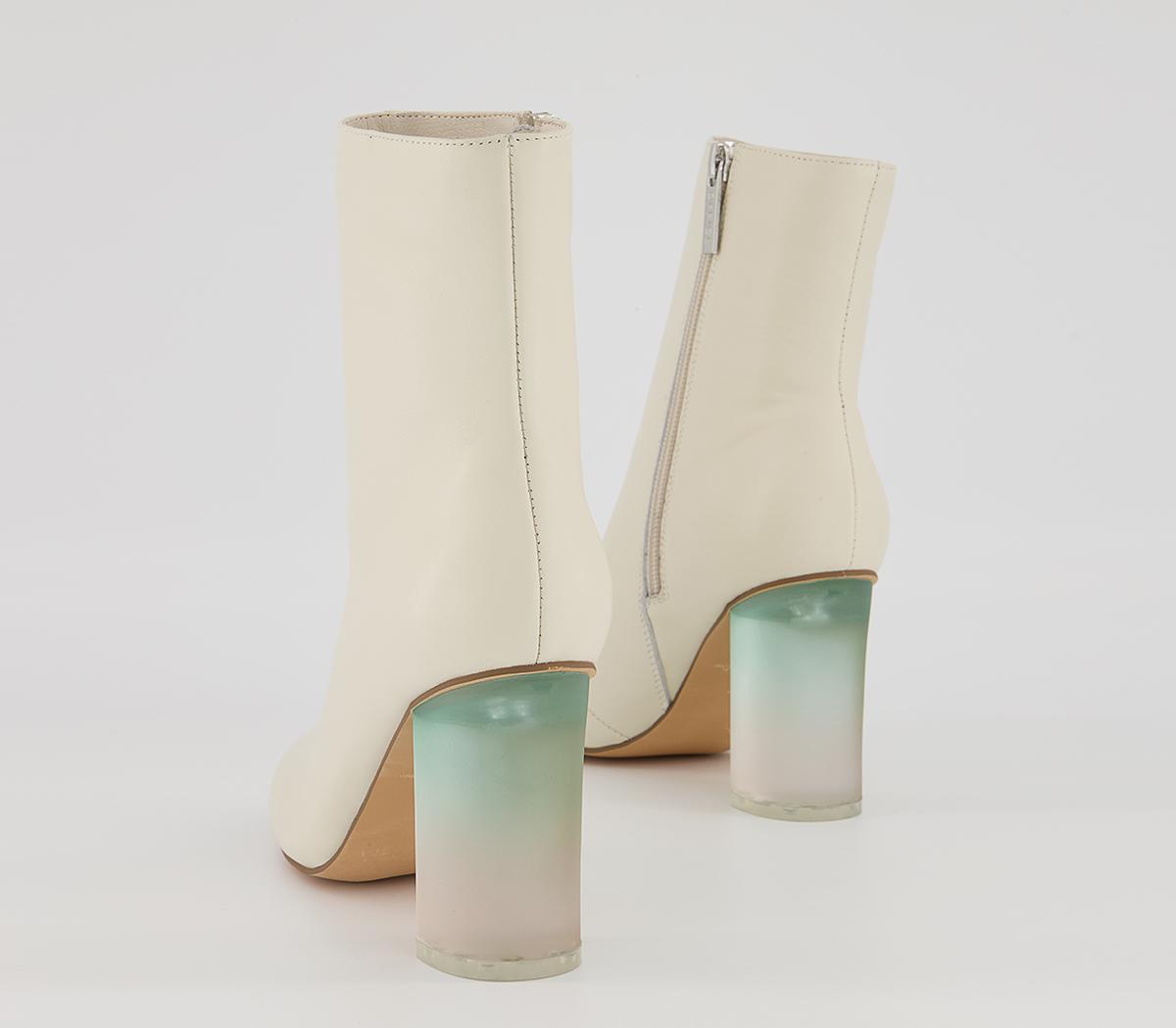 Office Around Feature Block Heeled Ankle Boots Office Around Feature Block Heeled Ankle Boots Off White Leather