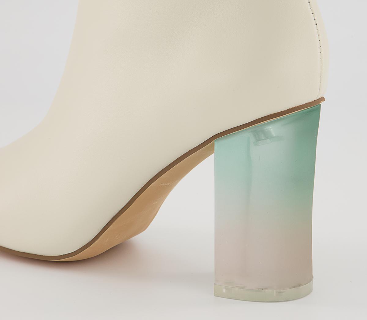 Office Around Feature Block Heeled Ankle Boots Office Around Feature Block Heeled Ankle Boots Off White Leather