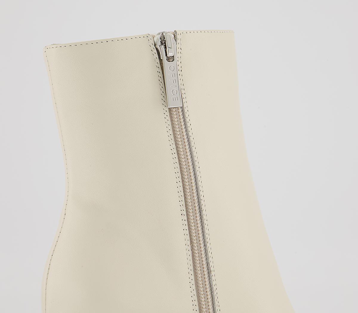 Office Around Feature Block Heeled Ankle Boots Office Around Feature Block Heeled Ankle Boots Off White Leather