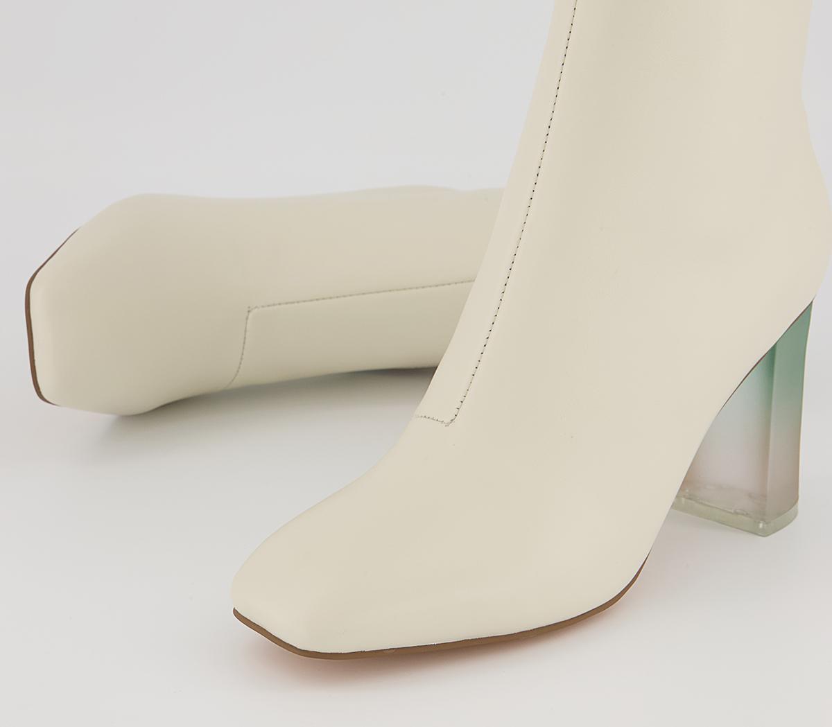 Office Around Feature Block Heeled Ankle Boots Office Around Feature Block Heeled Ankle Boots Off White Leather