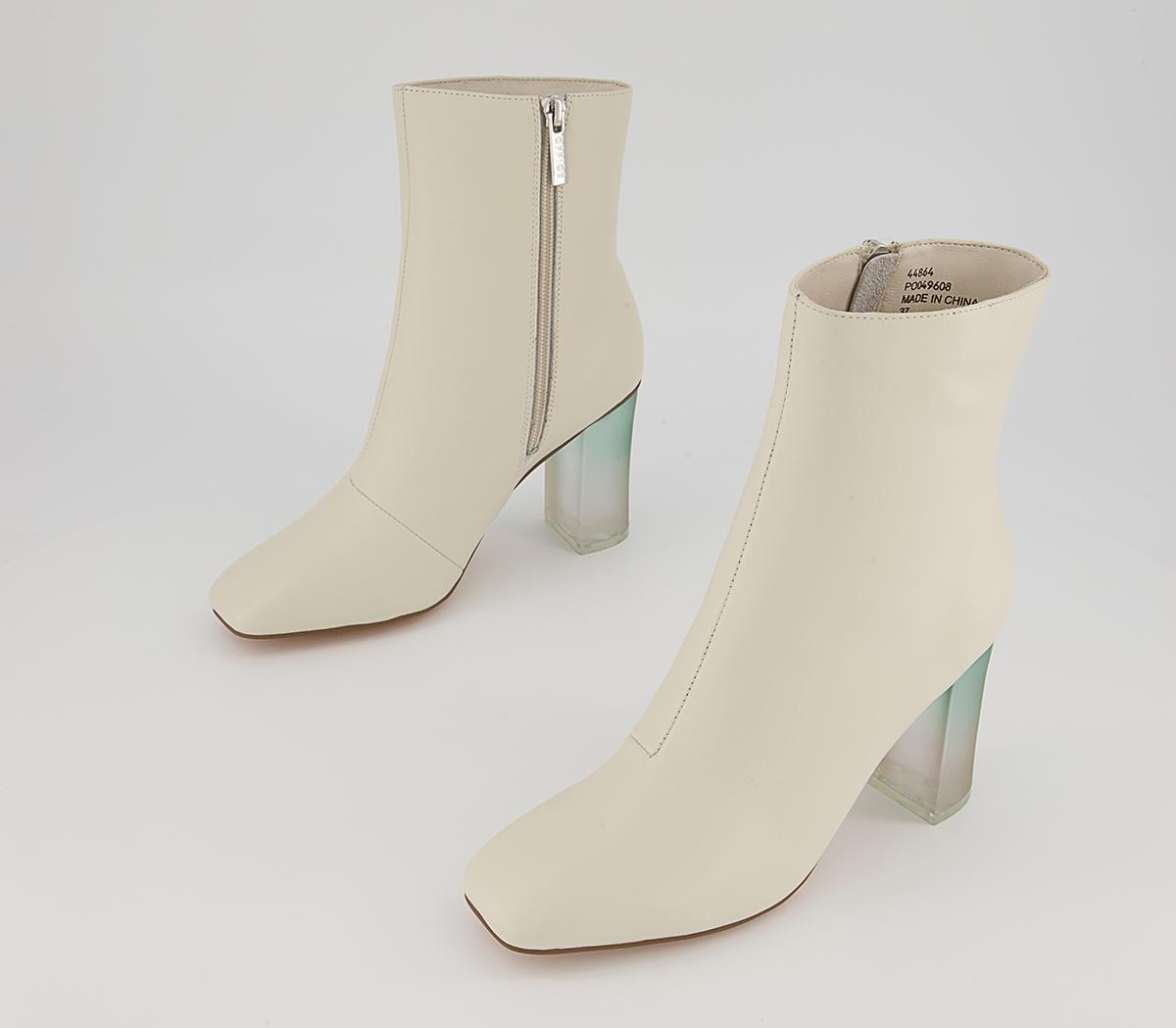 Office Around Feature Block Heeled Ankle Boots Office Around Feature Block Heeled Ankle Boots Off White Leather