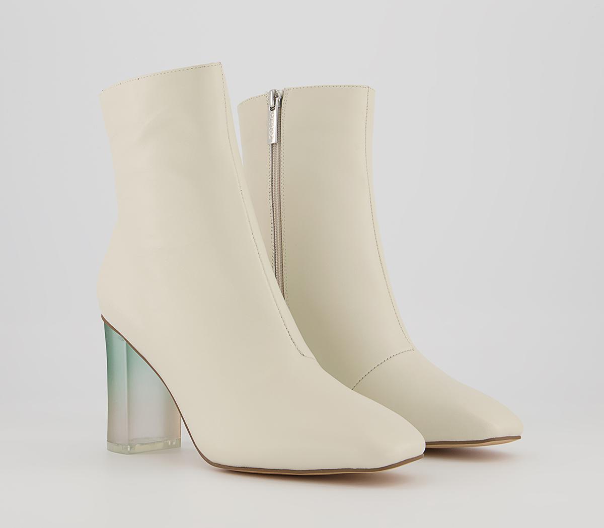 Office Around Feature Block Heeled Ankle Boots Office Around Feature Block Heeled Ankle Boots Off White Leather